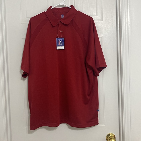 PGA Tour men’s Red Golf Polo Size Large ( 110 A ) - Picture 1 of 5